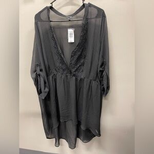 Torrid Black Chiffon Lace Tunic